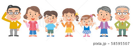 三世代家族　イラスト 58595507