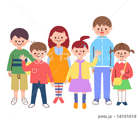 笑顔の子ども６人　 58595658