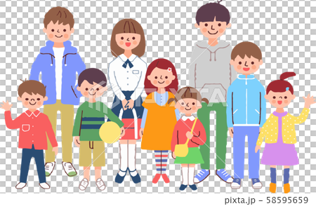 大勢の子供たちのイラスト素材