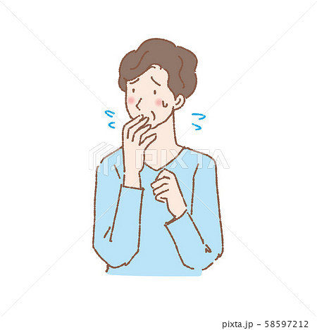 困る おびえる 中年女性 イラスト 困る おびえる 中年女性 イラスト 58597212