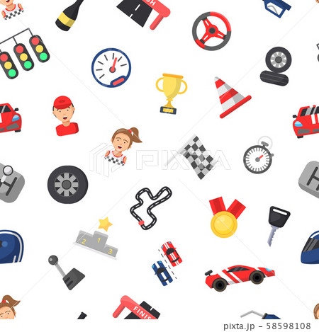 Vector flat car racing icons pattern or background illustration 58598108