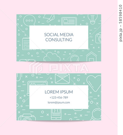 Vector line blog icons business card isolated Vector line blog icons business card isolated 58598410