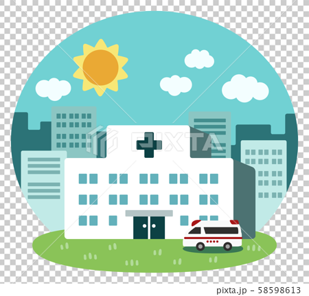街の病院 昼の風景 ベクターイラストのイラスト素材