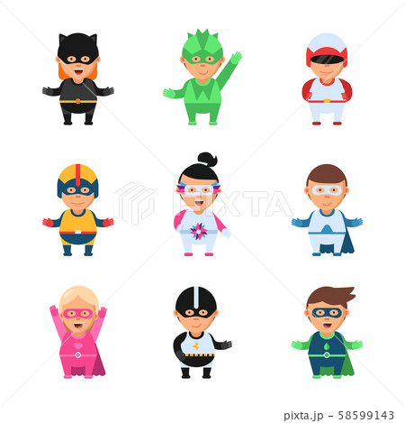 Little Superheroes Hero Comic Cartoon 2d のイラスト素材