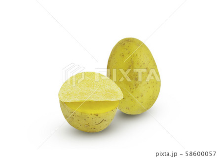 Potato slice and Potato ship isolated on white background with clipping path Potato slice and Potato ship isolated on white background with clipping path 58600057