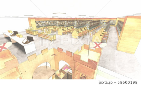 図書館 人なし イラスト69のイラスト素材