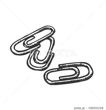 Paper Clips Office Stationery Monochrome Vector 58600208