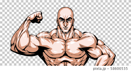 Bald Barcode Skinhead Dramatic Cartoon Stock Illustration