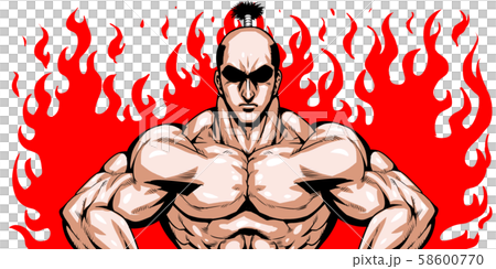 Chomage, Mage, Samurai, Samurai, Samurai, dramatic, cartoon, muscle, body building, macho, pose, front view, white background, 58600770