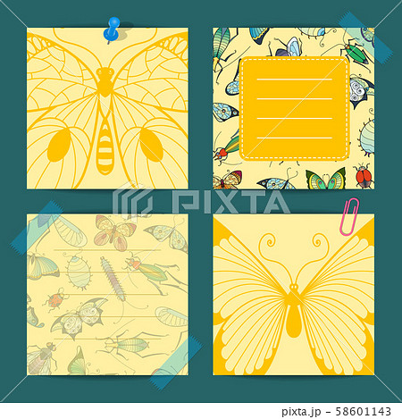 Vector hand drawn insects cute notes isolated 58601143