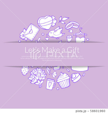 Vector doodle wedding background with place for text Vector doodle wedding background with place for text 58601960