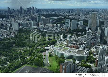 六本木ヒルズ森タワー展望室からのゲリラ雨降る東京の街並み俯瞰 六本木ヒルズ森タワー展望室からのゲリラ雨降る東京の街並み俯瞰 58602055