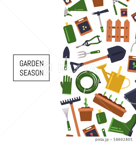 Vector flat gardening icons background illustration 58602805