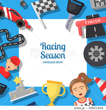 Vector flat car racing icons background 58602806