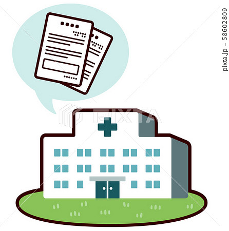 病院の建物 書類 ベクターイラストのイラスト素材