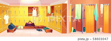 gym - changing room with shower cabins gym - changing room with shower cabins 58603047