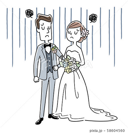 イラスト素材 結婚式で困る男性と女性のイラスト素材
