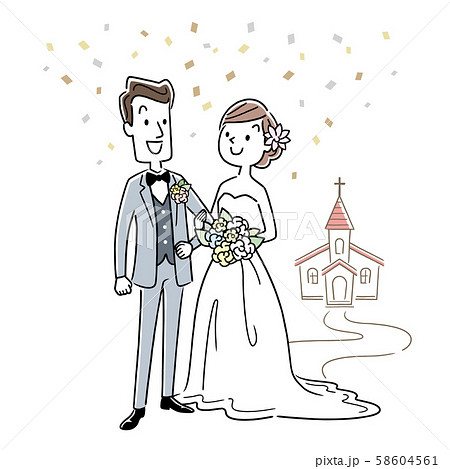 イラスト素材 結婚する男性と女性のイラスト素材