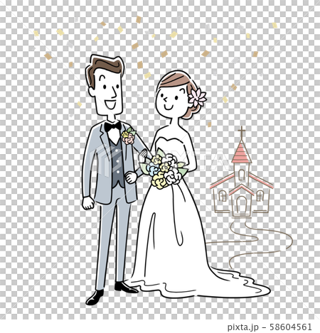 イラスト素材 結婚する男性と女性のイラスト素材