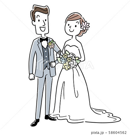 イラスト素材 結婚する男性と女性のイラスト素材 58604562 Pixta