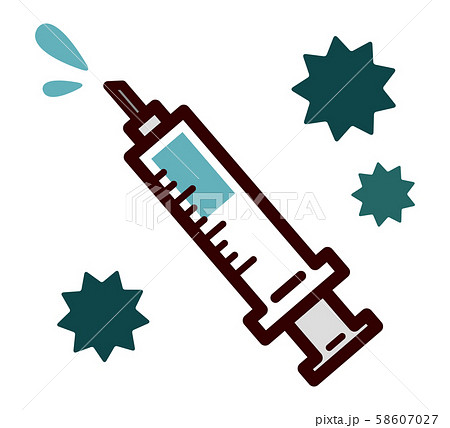 注射器 ワクチン ウィルス ベクターイラストのイラスト素材