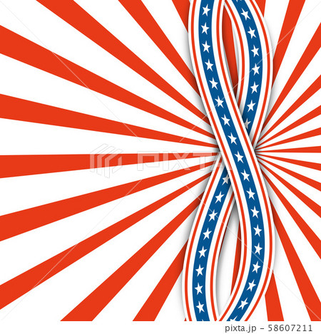 Red and white rays.Abstract background USA independence day.Two ribbons with stars. 58607211