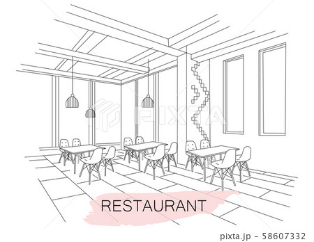 Interior sketch of Moldavian restaurant interior Interior sketch of Moldavian restaurant interior 58607332