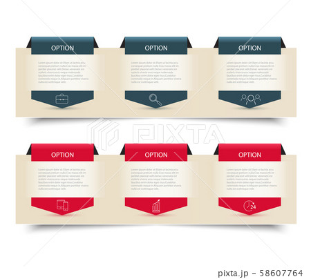Two business infographics banner with arrows cut from paper 58607764