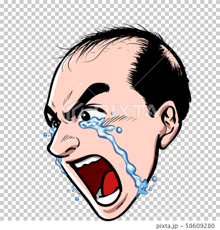 男 ハゲ バーコード 薄毛 頭 毛 涙のイラスト素材