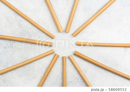 Bamboo straws on white 58609552