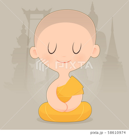 Cartoon Buddhist Monk Of Southeast Asia. - Stock Illustration [58610974] -  PIXTA