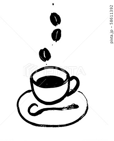 コーヒーカップと珈琲豆のイラスト素材