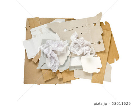 Carton and paper paper waste heap isolated on 58611629
