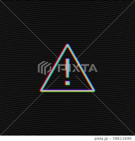 Glitched attention sign on black background 58611690