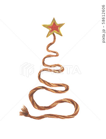Christmas tree made of rope and yellow star isolated on white background. 58612606