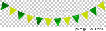 フラッグ 三角 ガーランド 水彩 黄緑 グリーン フラッグガーランドのイラスト素材