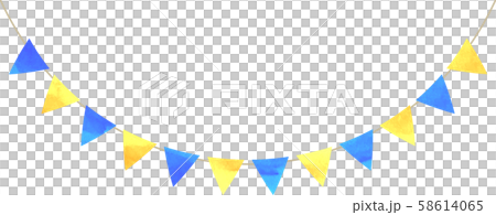 フラッグ_三角_ガーランド_水彩_イエロー_ブルー_青_黄色 58614065