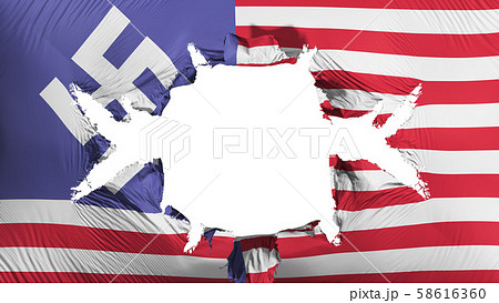 USA swastika flag with a big hole 58616360