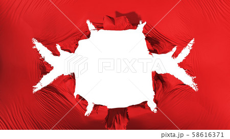 Red color flag with a big hole Red color flag with a big hole 58616371