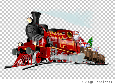 Vector Christmas card with cartoon Santa Express 58616634