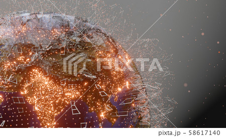 Connection lines and dots around Earth globe Connection lines and dots around Earth globe 58617140