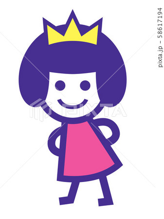 Cute princess girl with crown dressing pink colour blouse character - vector character 58617194