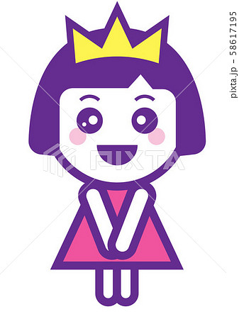 Cute princess girl with crown dressing pink colour blouse character - vector character 58617195