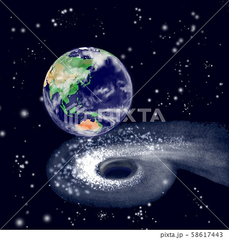 地球とブラックホールイメージのイラスト素材