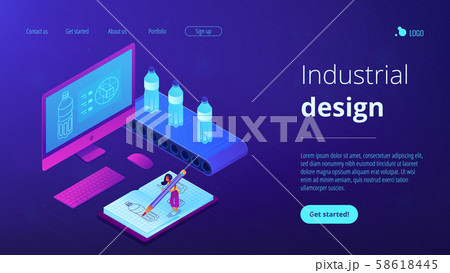 Industrial design isometric 3D landing page. 58618445