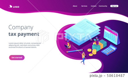 Tax form isometric 3D landing page. 58618487