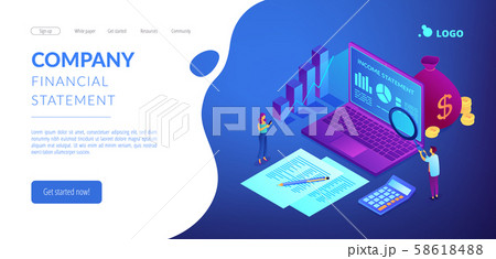 Income statement isometric 3D landing page. 58618488