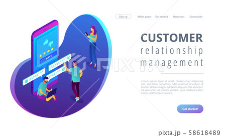 Customer feedback isometric 3D landing page. 58618489