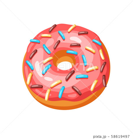Illustration of glaze donut with sprinkles. 58619497