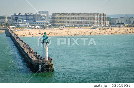 The port of Le Havre with pier and sea beach on a 58619955